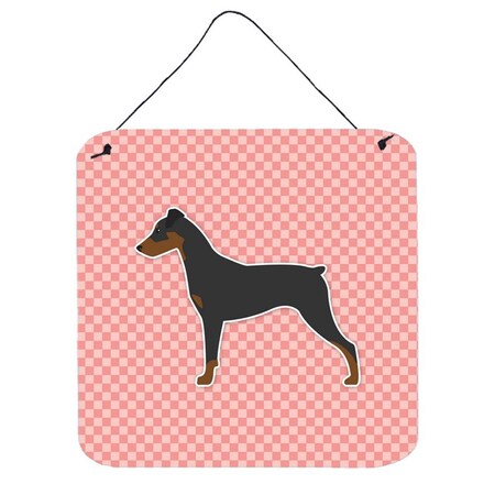 Carolines Treasures German Pinscher Checkerboard Pink Wall or Door Hanging Prints BB3613DS66